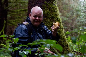 Chef Ian Riddick, Executive Chef at the Great Room at Long Beach Lodge Resort Mushroom foraging in Tofino