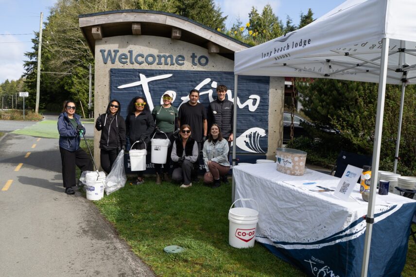 The Lodge team participating in an Earth Day clean-up initiative