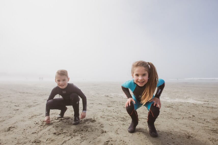Children on the beach at Cox Bay