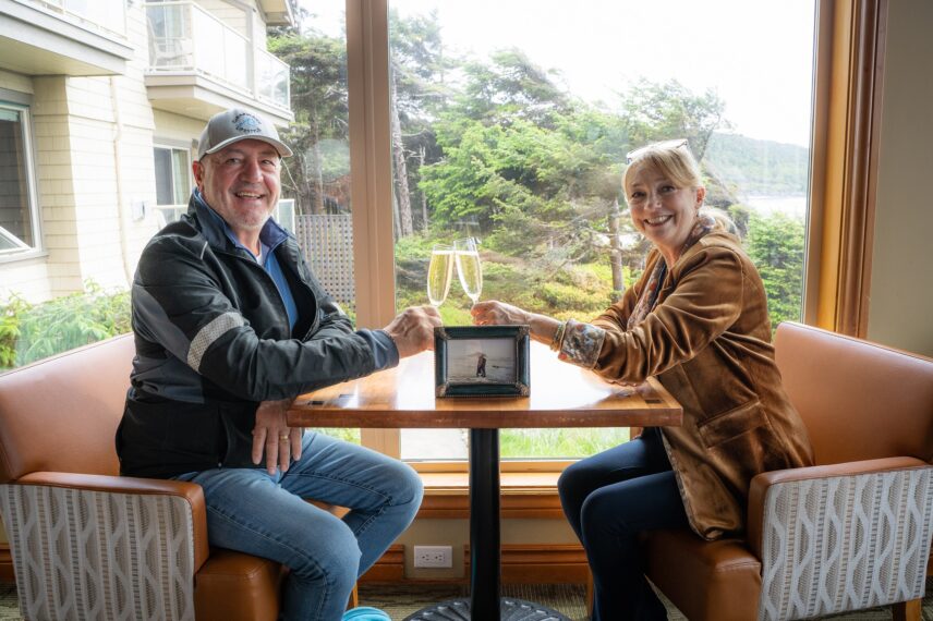 Monica and Kent in the Great Room celebrating their Tofino Anniversary